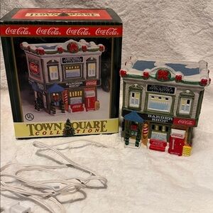 Coca-Cola Christmas Village Town Square Collection Barber Shop & Antiques